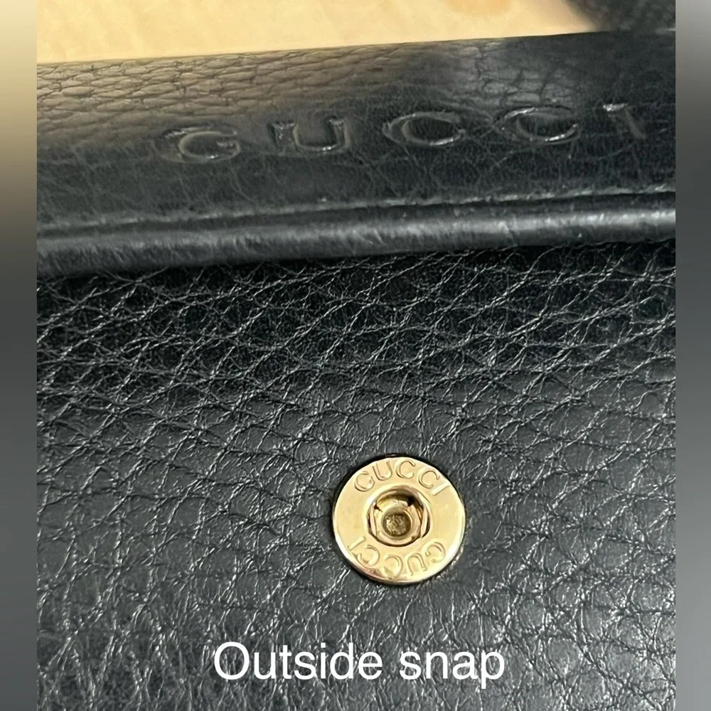 Gucci Black Leather French Trifold Wallet